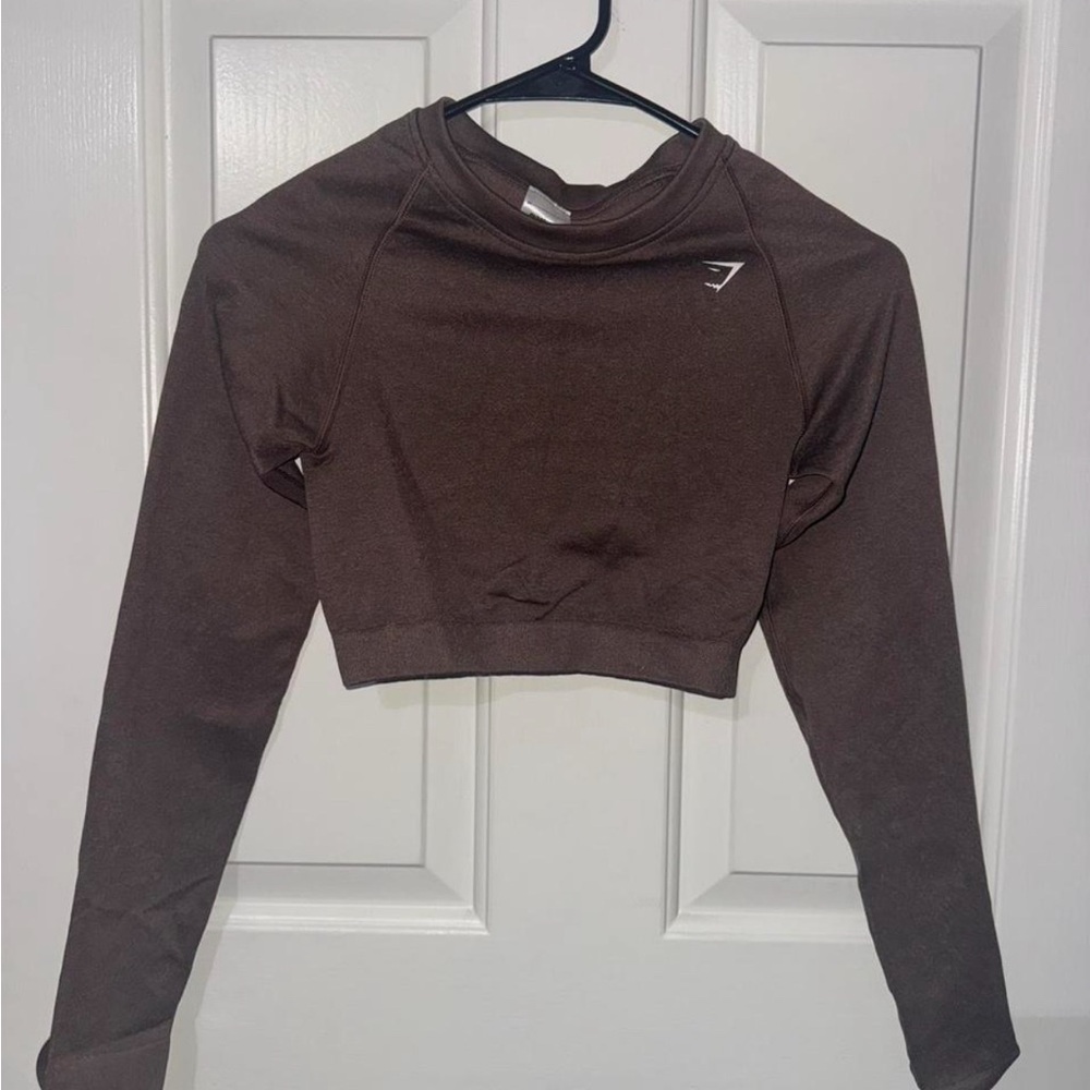 Gymshark Chocolate Brown Long Sleeve Crop Top
